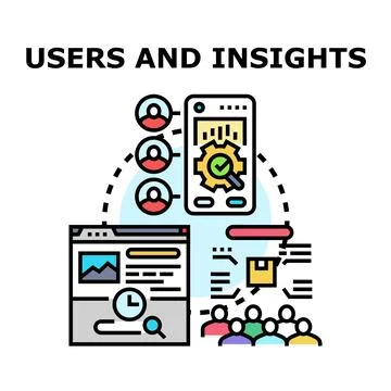 Analyzing users and data for business insights Stock Illustration