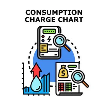 Analyzing utility consumption charges and payment bills Stock Illustration