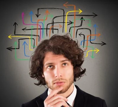 Analyzing various possibilities and solutions 스톡 사진