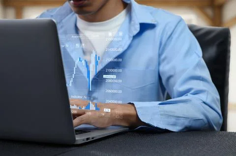 Analyzing Various Stocks with Data Visualization on Laptop Screen Stock Photos