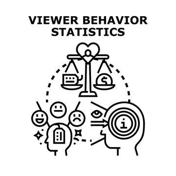 Analyzing viewer behavior and user feedback statistics Stock Illustration