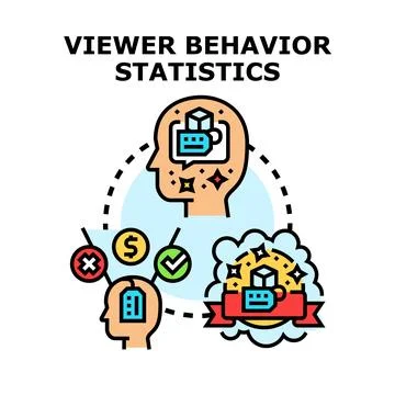 Analyzing viewer behavior statistics and online experience Stock Illustration