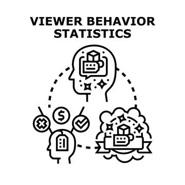 Analyzing viewer behavior statistics and online experience Stock Illustration