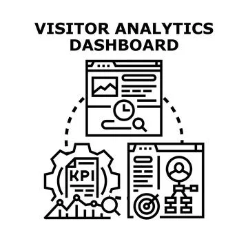 Analyzing visitor analytics dashboard data for business insights Stockillustratie