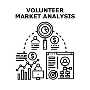 Analyzing volunteer market data and recruitment strategy Stock Illustration