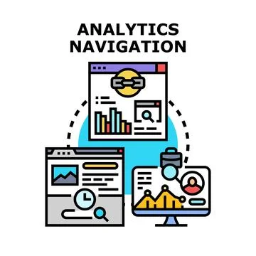 Analyzing web data for digital navigation insights Stock Illustration