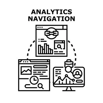 Analyzing web data for digital navigation insights Stock Illustration