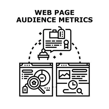 Analyzing web page audience metrics and data Stock Illustration