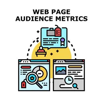 Analyzing web page audience metrics and data Stock Illustration