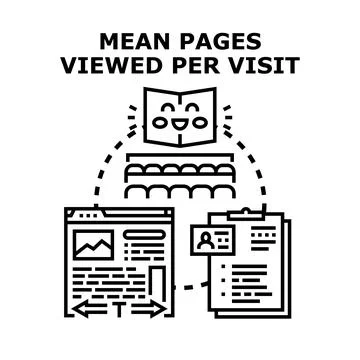 Analyzing web pages viewed per visit metric Stock Illustration