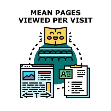 Analyzing web pages viewed per visit metric Stock Illustration
