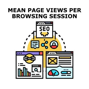 Analyzing website metrics for increasing user browsing sessions Stock Illustration