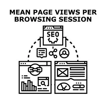 Analyzing website metrics for increasing user browsing sessions Stock Illustration