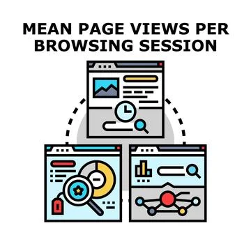 Analyzing website page views per browsing session data Stockillustratie