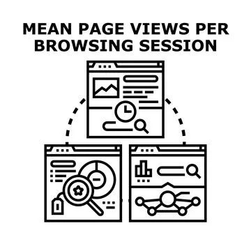 Analyzing website page views per browsing session data Stockillustratie