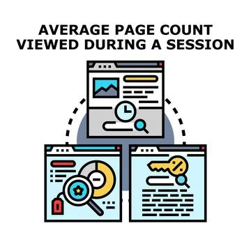 Analyzing website page views during user sessions Stock Illustration