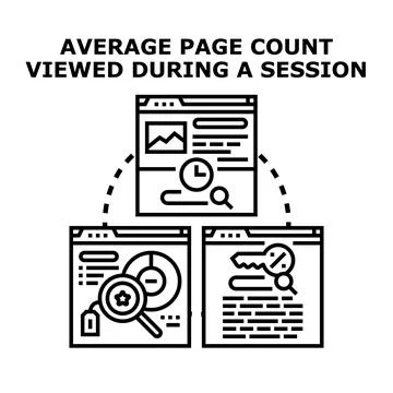 Analyzing website page views during user sessions Stock Illustration