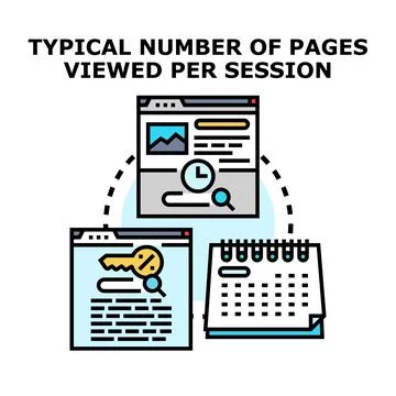 Analyzing website page views per user session Stock Illustration