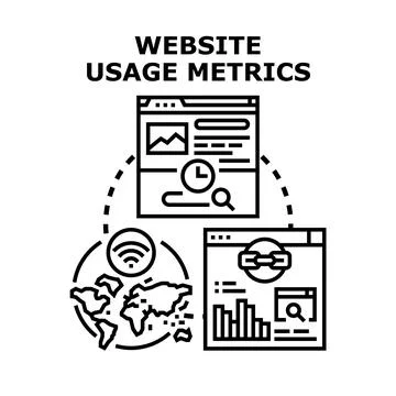 Analyzing website usage metrics and web analytics data Illustrazione stock