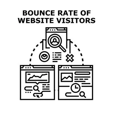 Analyzing website visitor bounce rate statistics online Stock Illustration
