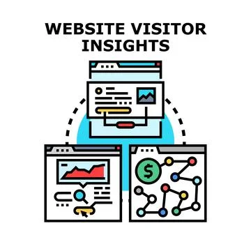 Analyzing website visitor insights and user behavior data Stock Illustration