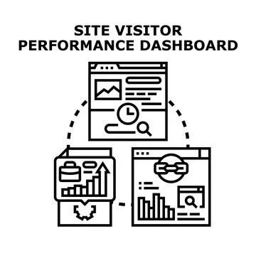 Analyzing website visitor performance with dashboard metrics Illustrazione stock