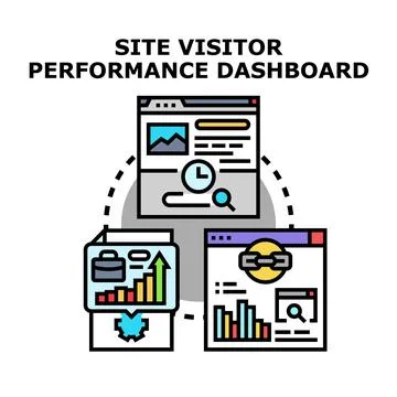 Analyzing website visitor performance with dashboard metrics Stock Illustration