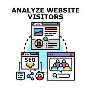 Analyzing website visitors and website traffic metrics Stock Illustration