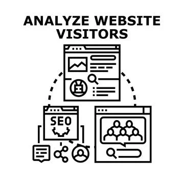 Analyzing website visitors and website traffic metrics 스톡 일러스트