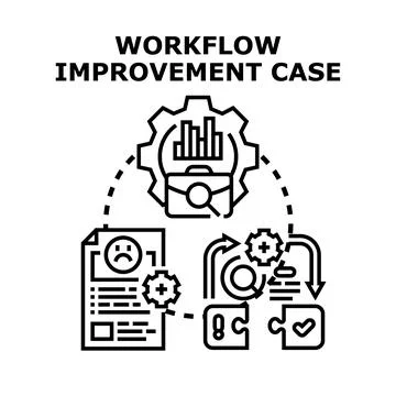 Analyzing a workflow improvement case. Identifying inefficient processes thro Stock Illustration