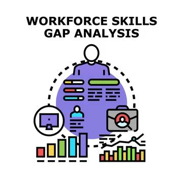 Analyzing workforce skills gap for business improvement Stock Illustration
