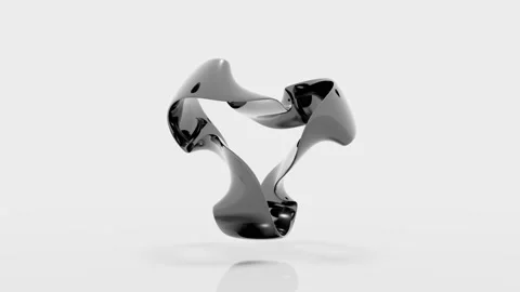 Anamorphic 3d render shiny figure with reflections rotates Stock Footage 102669632