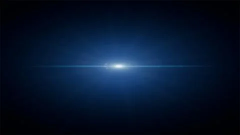 Anamorphic blue lens flare with sharp horizontal light. Stock Photos