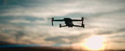 Anamorphic Drone in Slow Motion during Sunset Stock Footage 220783428