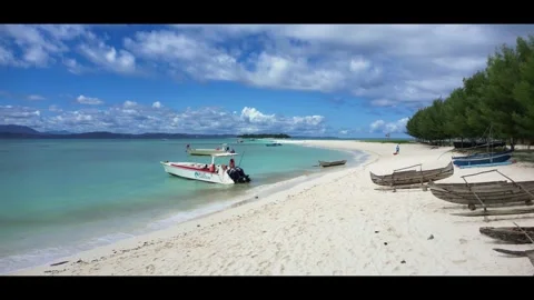 Anamorphic Drone View – Dreamlike Beaches of Nosy Iranja Island, Madagascar Stock Footage 312300690
