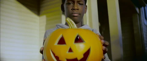 Anamorphic Halloween Pumpkin 1 Stock Footage 214903658