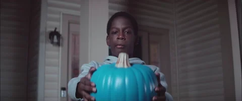Anamorphic Halloween Teal Pumpkin 1 Stock Footage 218049223