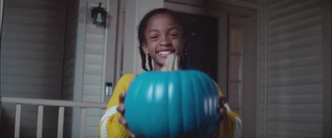 Anamorphic Halloween Teal Pumpkin 2 Stock Footage 218029142
