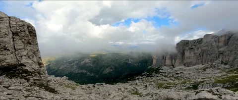 Anamorphic Lens - Landscape in the Dolomites with Clouds and Blue Sky Stock Footage 311269814