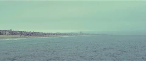 Anamorphic Manhattan Beach at Dusk - Handheld Stock Footage 200049143