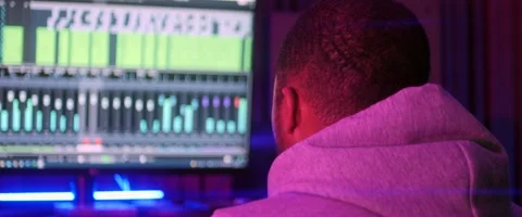 Anamorphic Music Studio Screen Stock Footage 201611319
