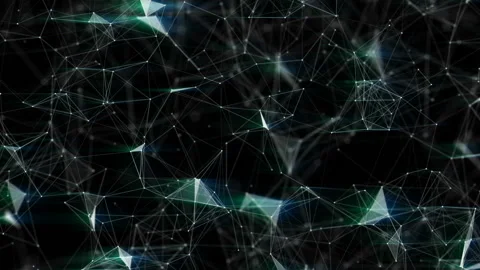 Anamorphic optics.Abstract digital data nodes and connection paths within any Stock Footage 94989119
