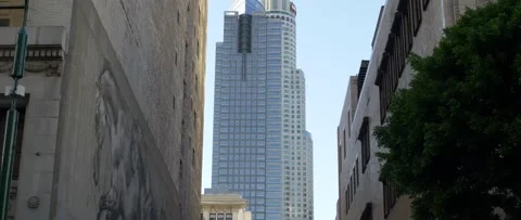Anamorphic Shot of Architecture in Downtown LA Stock Footage 232173796