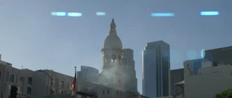 Anamorphic Shot of Architecture in Downtown Los Angeles Stock Footage 232173783
