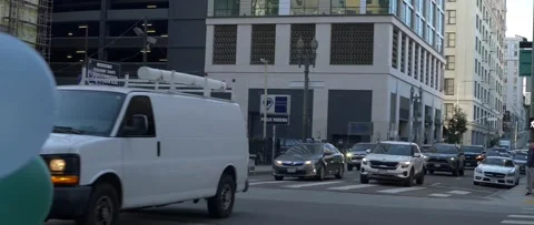 Anamorphic Shot of Downtown LA Traffic Stock Footage 232173797