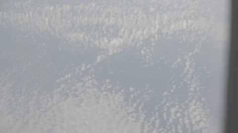 Anamorphic shot view from above beautiful cloudy sky texture airplane view Stock Footage 118883301
