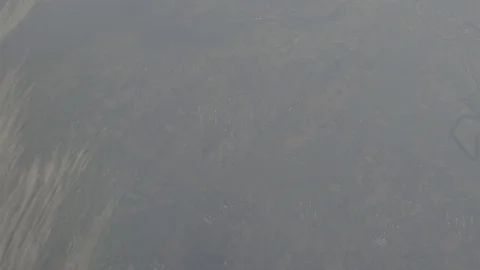 Anamorphic shot view from above sky river blood flow going through land 1 Stock Footage 118882864