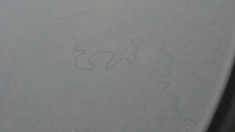 Anamorphic shot view from above sky river blood flow going through land 2 Stock Footage 118882966