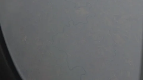 Anamorphic shot view from above sky river blood flow going through land 5 Stock Footage 118883036