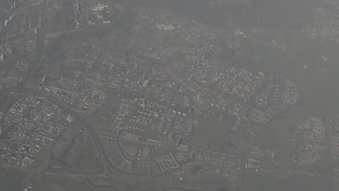 Anamorphic shot view from above sky city country landscape amsterdam Stock Footage 118883170